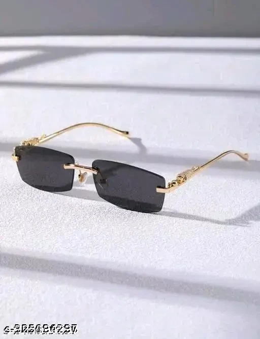 Women Gold Metal Rectangular , UV Protected Sunglasses (Pack of 1)