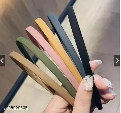 (6 piece)Korean Style New Thin-edged Non-slip Matte Hairband, All-match Classic Solid Color Headban Multicolor color Abs Plastic