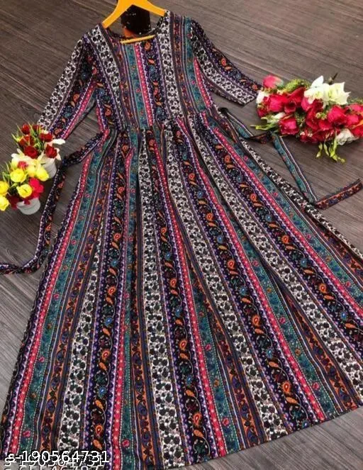 Polyster/Crepe fabric-Aakarsha Graceful Kurtis