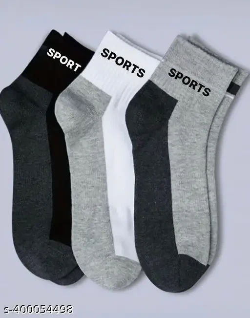 Sports Socks Ankle Length For Men Women With Thick Cotton Cushion Multi-Purpose, Extra Durable in An Assorted Combo Free Size (Pairs of 3) Multicolor