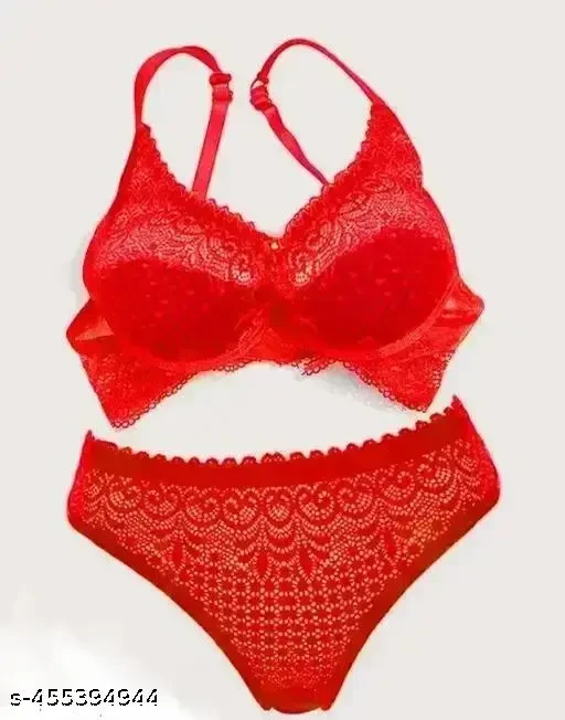 Bridal Set l Honeymoon Set l Lace Net Lingerie Set | Bra & Panty Set