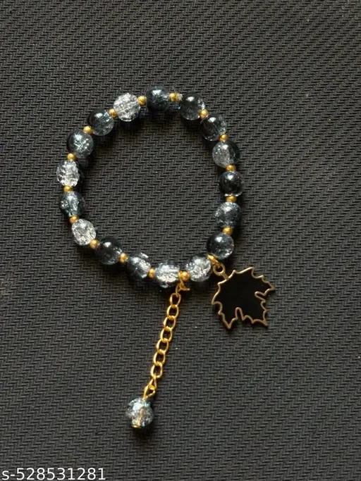 Bracelet with Leaf Charm for Women, Girls and Kids | Glass Beads with beautiful Leaf | Handmade Bracelets